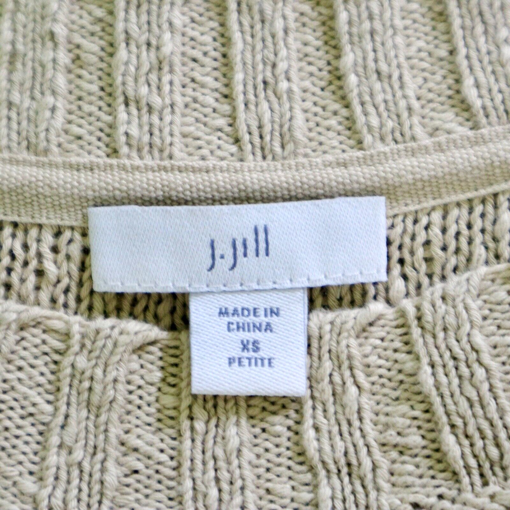 J Jill Size Petite XS Nubby Knit Sweater Pullover Cotton Beige - Picture 8 of 9